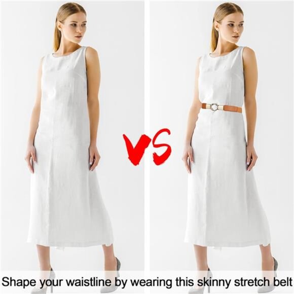 Skinny Belts for Women 5 Pack, Fashion Dress Belts Stretch Women Waist Belts main image 4